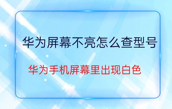 华为屏幕不亮怎么查型号 华为手机屏幕里出现白色？